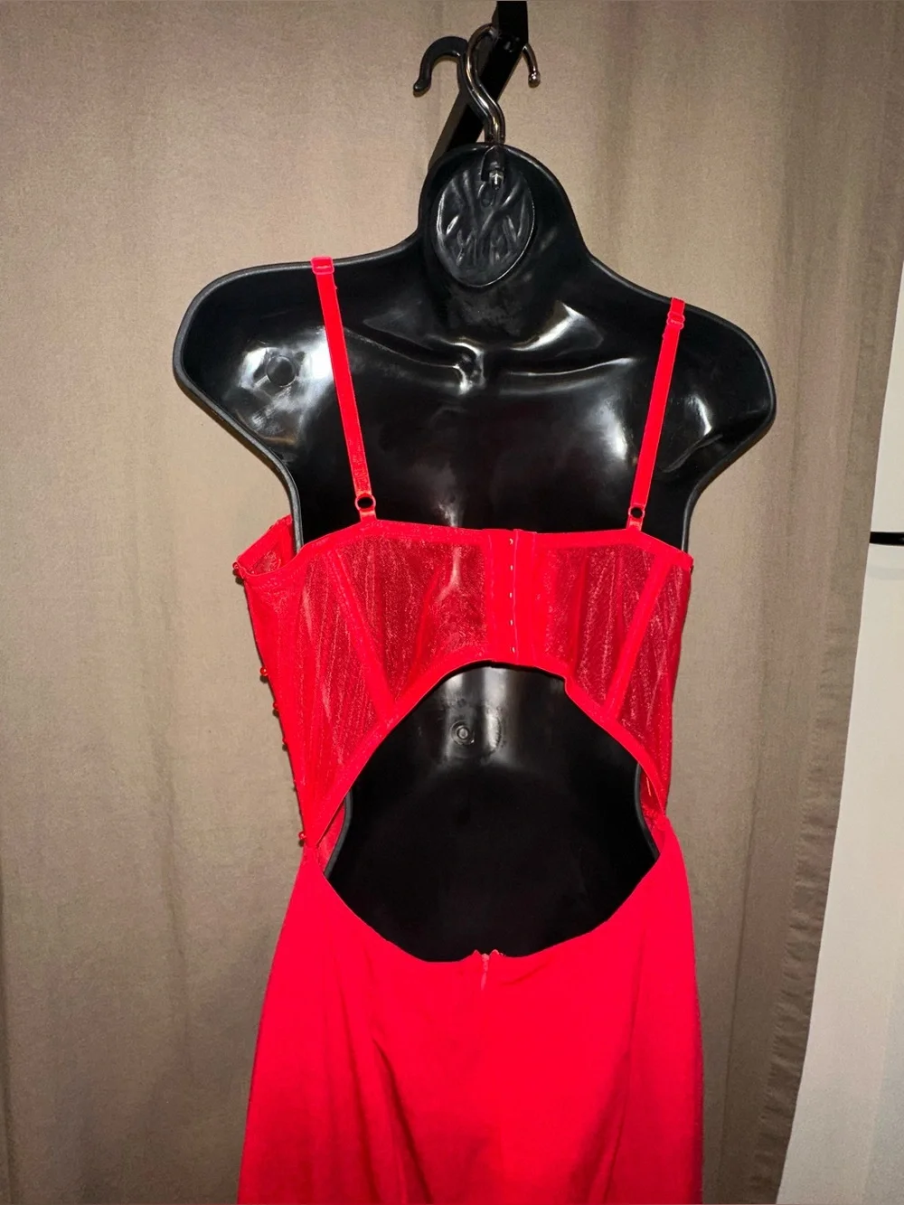 Red Beaded Corset Mermaid Evening Dress